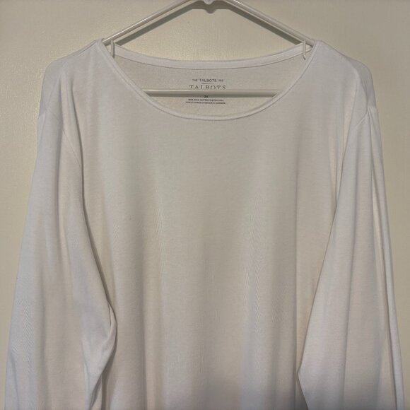 Talbots Womens Plus Classic White L/S Pima Crewneck Tee Shirt Top 2X 2024 - Picture 2 of 10
